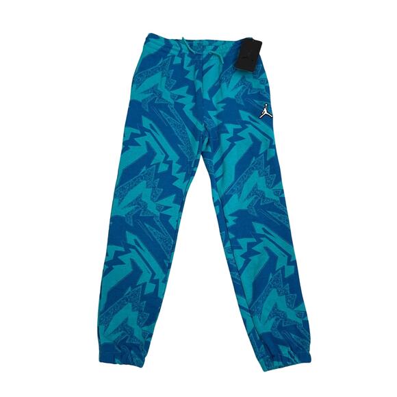 Jordan Sweatpants All Over Print Blue Fleece Joggers Size Youth Medium 10/12 NWT - Picture 1 of 3